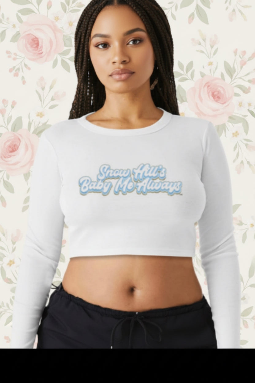 Women's Micro Rib Long Sleeve Crop T-shirt